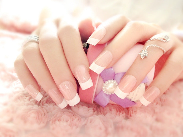 Fashion  nail Tina Nail Tips Finished Nail Beauty French Long Fake Nail Patch Wear 24 Pieces Boxed Long Style
