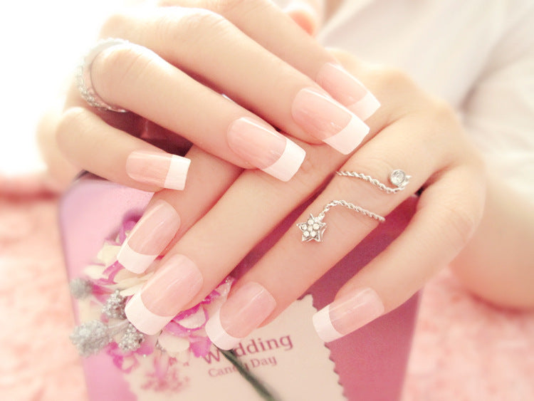 Fashion  nail Tina Nail Tips Finished Nail Beauty French Long Fake Nail Patch Wear 24 Pieces Boxed Long Style