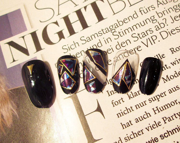 Fashion  nail Tina round Head Black Shell Magic Color Fake Nail Patch Fake Nails 24 Pieces UV Nail L9