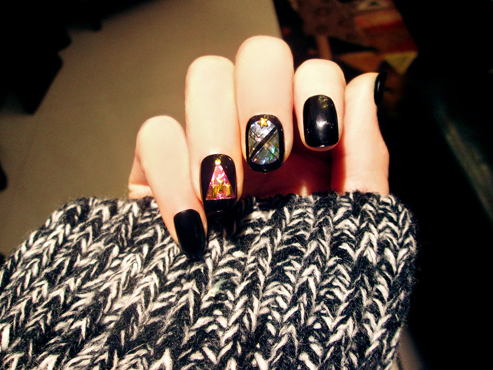 Fashion  nail Finished Nail Beauty Magazine Style Japanese Laser Colorful Fake Nails 24 Pieces UV Nail L23