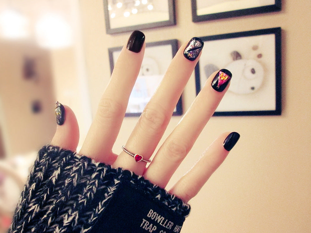 Fashion  nail Finished Nail Beauty Magazine Style Japanese Laser Colorful Fake Nails 24 Pieces UV Nail L23