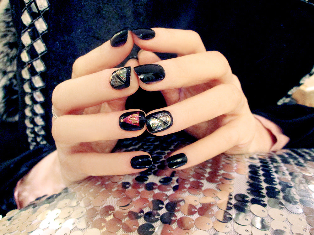 Fashion  nail Finished Nail Beauty Magazine Style Japanese Laser Colorful Fake Nails 24 Pieces UV Nail L23
