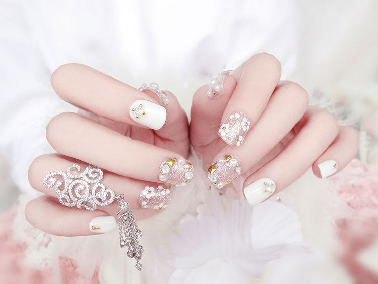 Fashion  nail Finished Nail Beauty Magazine Style Beautiful Bride Fake Nail Patch UV Nail L26