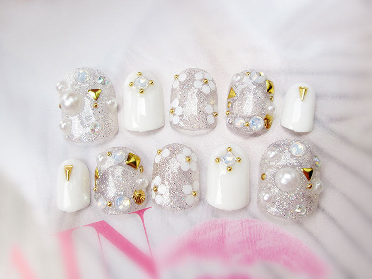 Fashion  nail Finished Nail Beauty Magazine Style Beautiful Bride Fake Nail Patch UV Nail L26