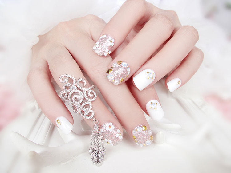 Fashion  nail Finished Nail Beauty Magazine Style Beautiful Bride Fake Nail Patch UV Nail L26