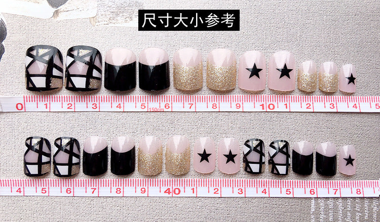 Fashion  nail Nail Tips Finished Product Fake Nails Jewelry Rhinestone 24 Pieces Finished Product UV Nail L36