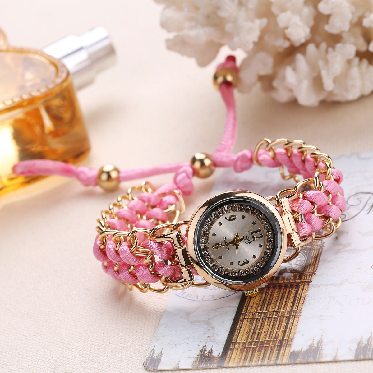 Fashion women's watchSloggi New Small Dial Diamond Women's Braided Rope Watch Women's Creative Fashion Retractable Rope Quartz Watch Wholesale