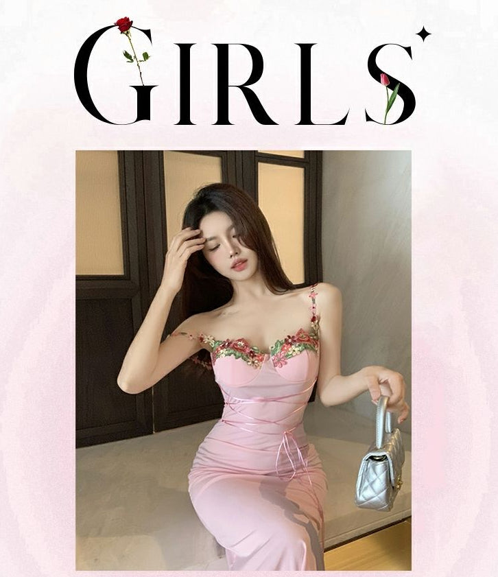 Fashion women's wear Sexy French Style Fishtail Hip Spaghetti Straps Dress Women's Early Spring High-Grade Super Beautiful Style Battle Gown