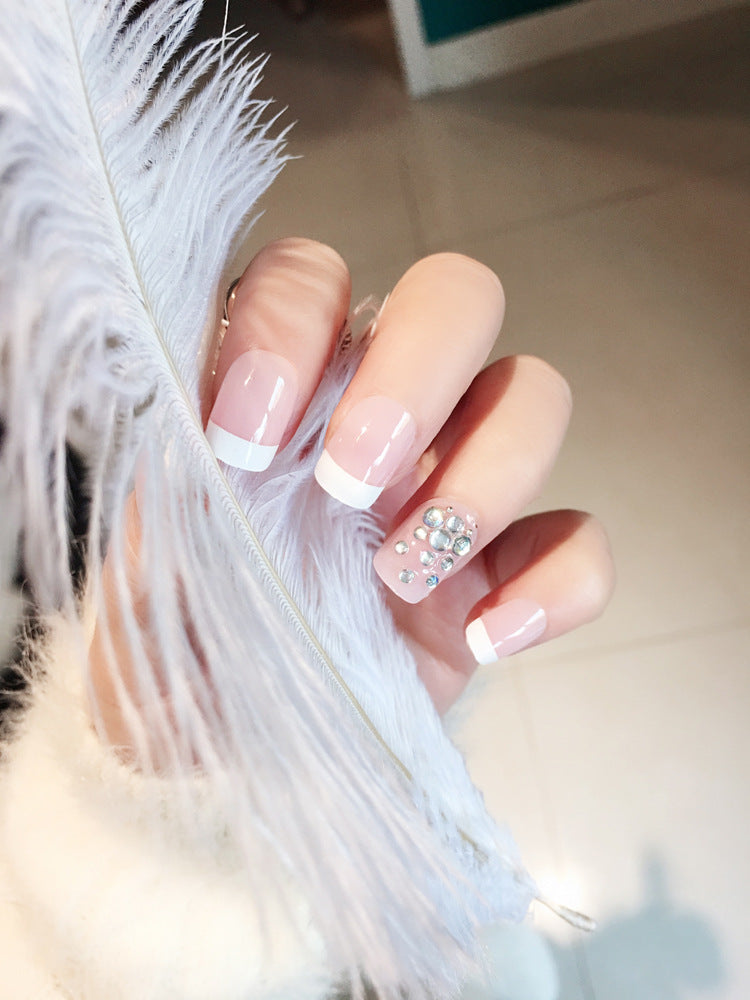 Fashion  nail Finished Manicure 24 Pieces Boxed French Fake Nails Mature Fashion Bride Nail Stickers C64