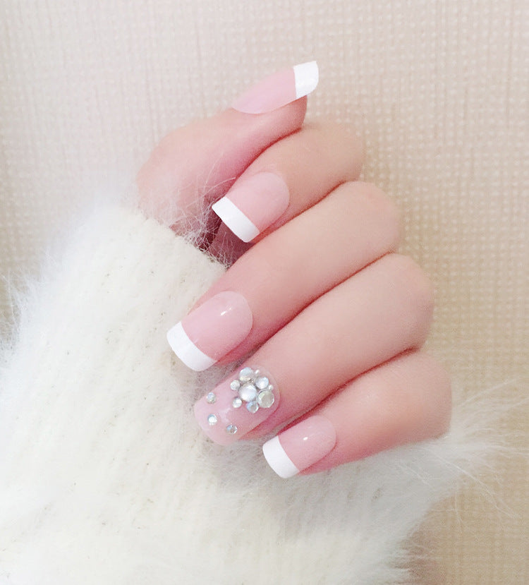 Fashion  nail Finished Manicure 24 Pieces Boxed French Fake Nails Mature Fashion Bride Nail Stickers C64