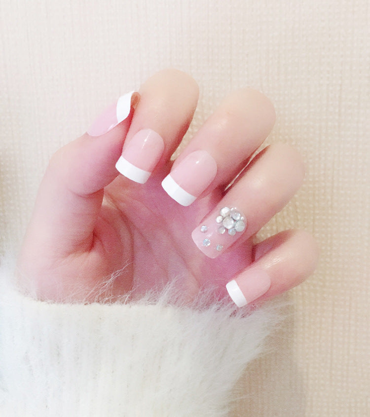 Fashion  nail Finished Manicure 24 Pieces Boxed French Fake Nails Mature Fashion Bride Nail Stickers C64