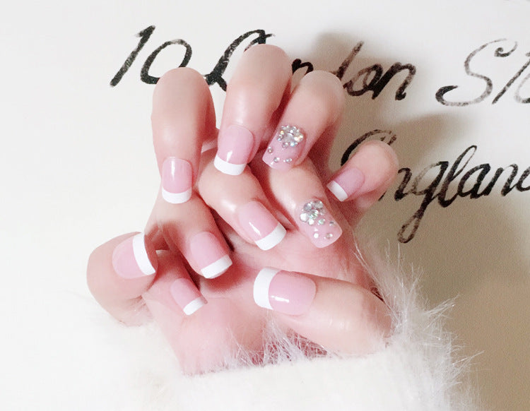 Fashion  nail Finished Manicure 24 Pieces Boxed French Fake Nails Mature Fashion Bride Nail Stickers C64