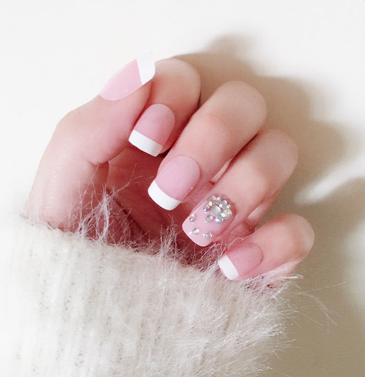 Fashion  nail Finished Manicure 24 Pieces Boxed French Fake Nails Mature Fashion Bride Nail Stickers C64