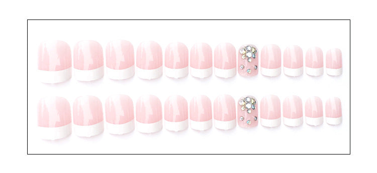 Fashion  nail Finished Manicure 24 Pieces Boxed French Fake Nails Mature Fashion Bride Nail Stickers C64