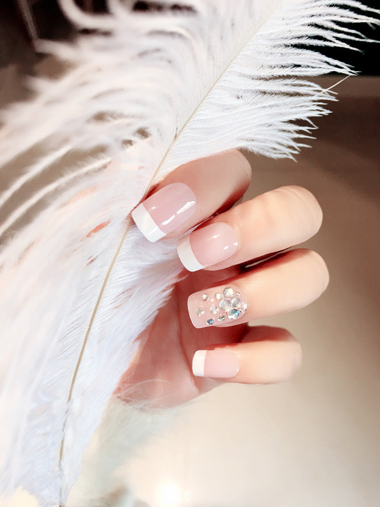Fashion  nail Finished Manicure 24 Pieces Boxed French Fake Nails Mature Fashion Bride Nail Stickers C64