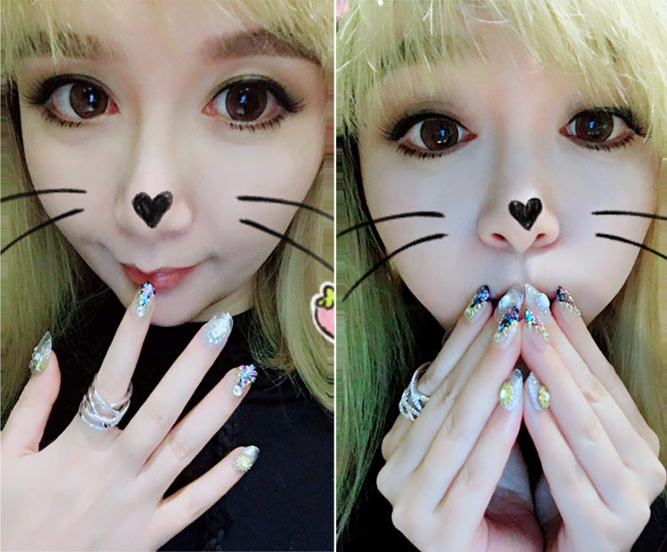 Fashion  nail Finished Nail Beauty Japanese Magazine Style Large Sequins Rivet Fake Nails 24 Pieces UV Nail L30