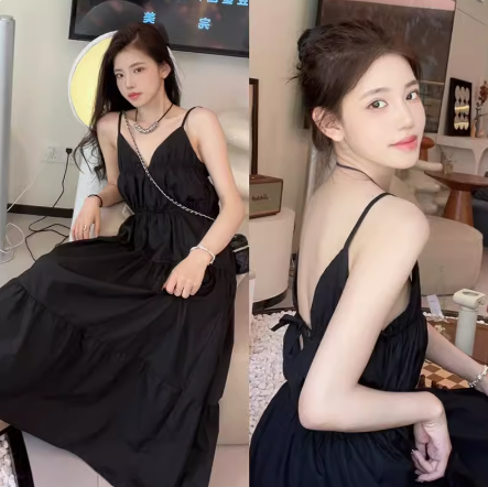 Fashion women's wear Tea Break French First Love White Suspender Dress Children Summer 2024 New Holiday High Sense Temperament Long Dress