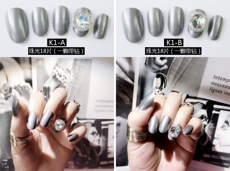 Fashion  nail Tina Fake Nails Nail Stickers Finished Rotating Beads Nail Wear Nail Fingertip Jewelry Transfer Beads K