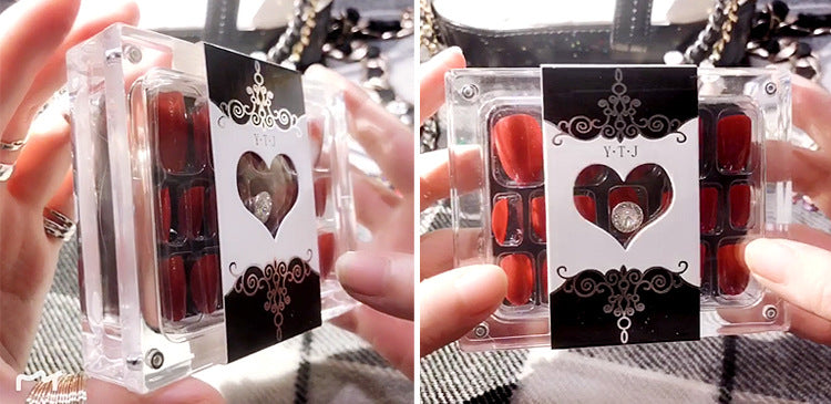 Fashion  nail Tina Fake Nails Nail Stickers Finished Rotating Beads Nail Wear Nail Fingertip Jewelry Transfer Beads K