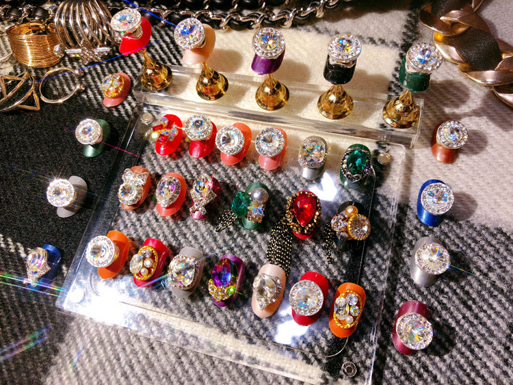 Fashion  nail Tina Fake Nails Nail Stickers Finished Rotating Beads Nail Wear Nail Fingertip Jewelry Transfer Beads K