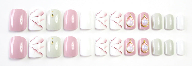 Fashion  nail Finished Nail Beauty Fake Nail Tip Patch Nail Art Rendering Internet Celebrity Fake Nail Tip Finished Marbling 24 Pieces S11