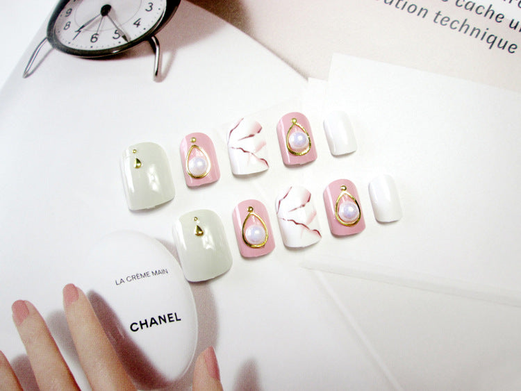 Fashion  nail Finished Nail Beauty Fake Nail Tip Patch Nail Art Rendering Internet Celebrity Fake Nail Tip Finished Marbling 24 Pieces S11