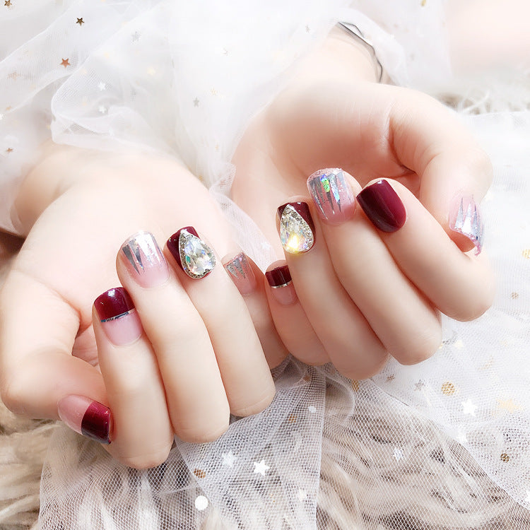 Fashion  nail Nail Tips Finished Product Fake Nails Large Diamond 24 Pieces Finished Product UV Nail L37