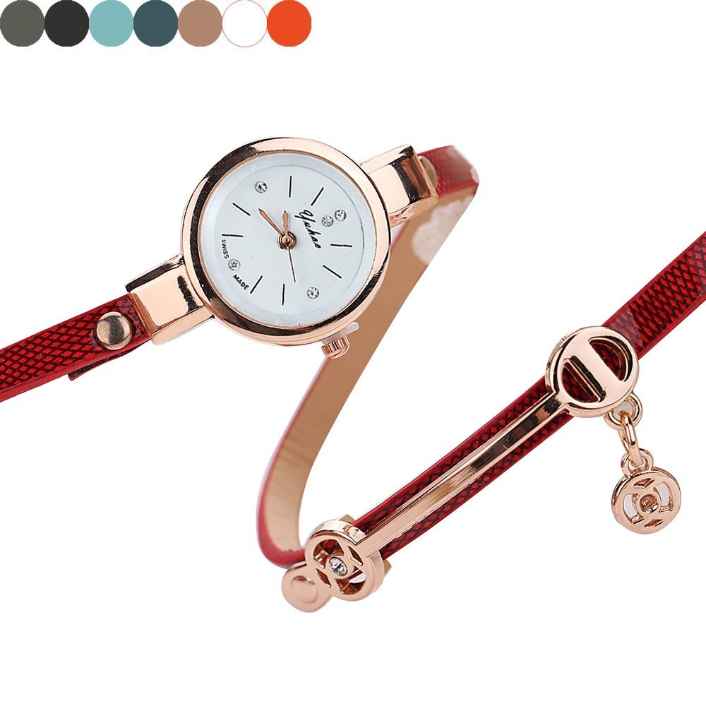Fashion women's watchOne Piece Dropshipping Angel Pendant Quartz Bracelet Watch Rhinestone Pu Coiling Women's Watch AliExpress New Gift Watch