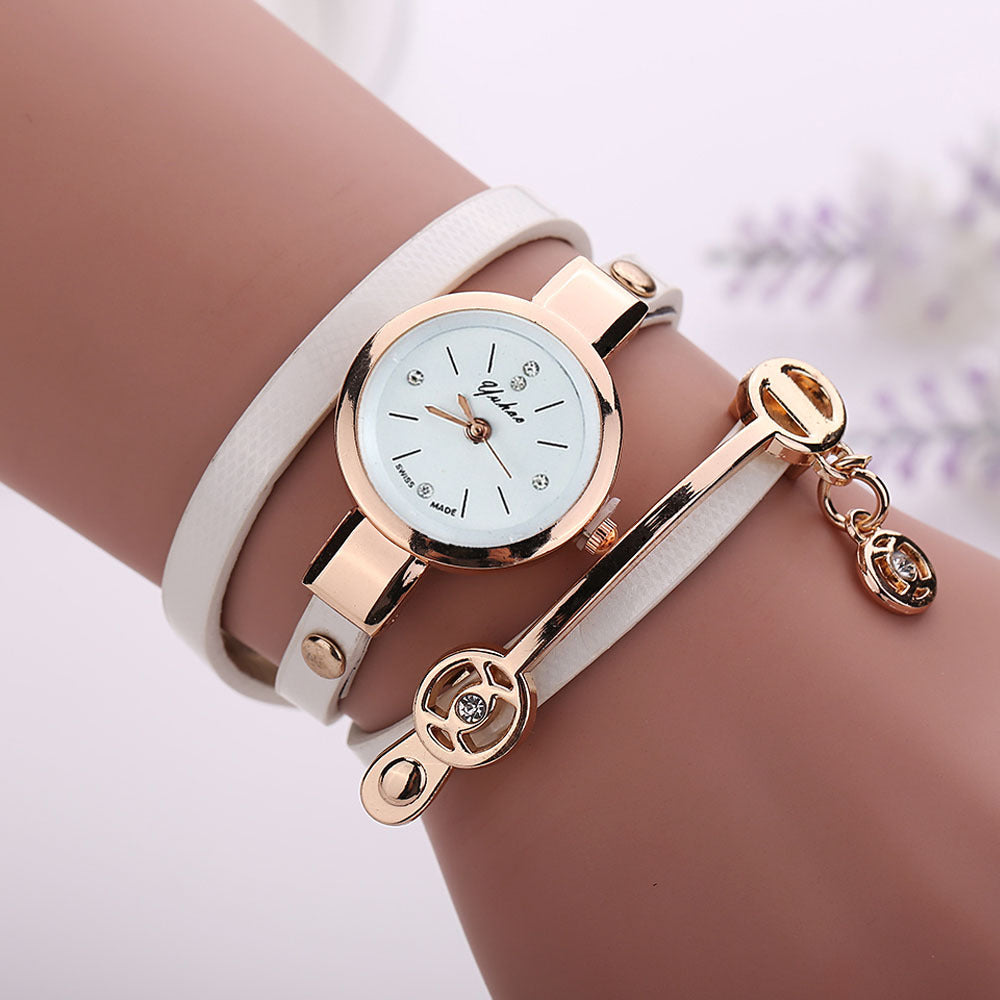 Fashion women's watchOne Piece Dropshipping Angel Pendant Quartz Bracelet Watch Rhinestone Pu Coiling Women's Watch AliExpress New Gift Watch