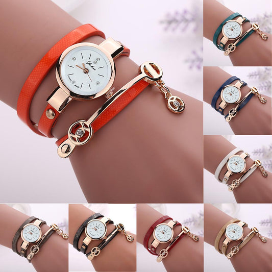 Fashion women's watchOne Piece Dropshipping Angel Pendant Quartz Bracelet Watch Rhinestone Pu Coiling Women's Watch AliExpress New Gift Watch
