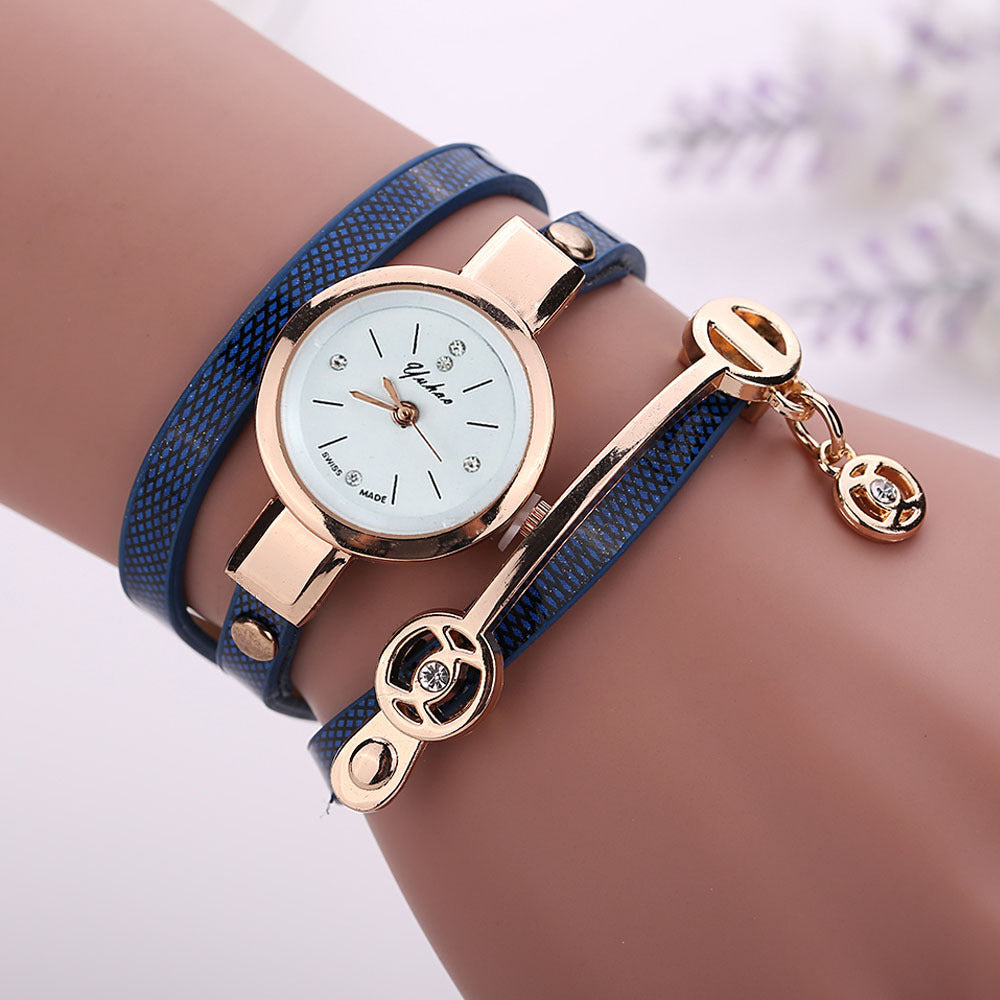 Fashion women's watchOne Piece Dropshipping Angel Pendant Quartz Bracelet Watch Rhinestone Pu Coiling Women's Watch AliExpress New Gift Watch