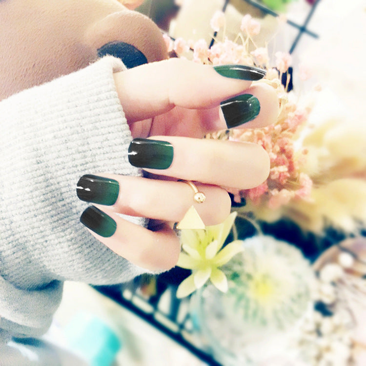 Fashion  nail Manicure Finished Product Gradient Green Fake Nails Short Fake Nails Nail Patch Manicure 24 Pieces Finished Product Nail Patch S16