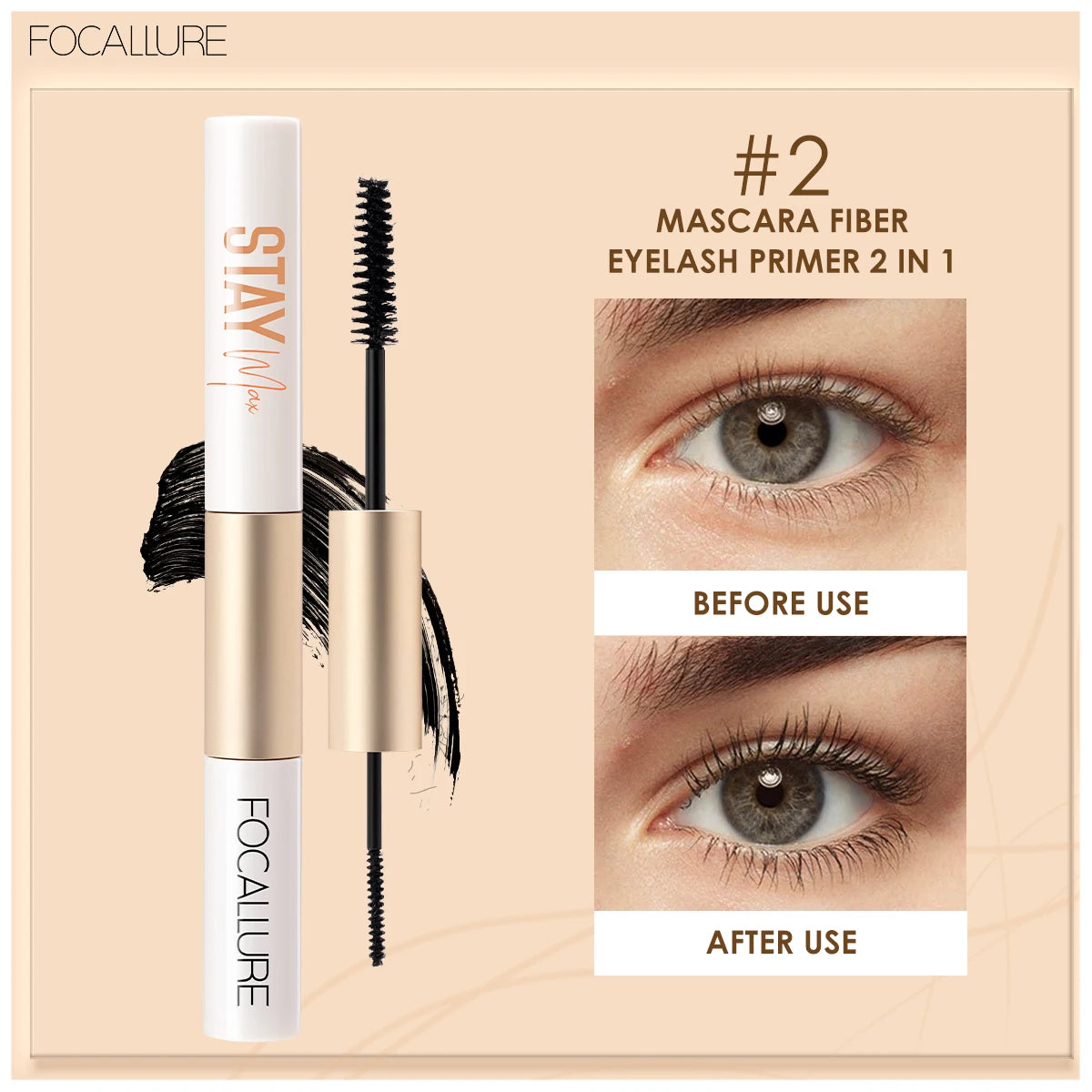 FOCALLURE FA160双面二合一睫毛膏和眼线笔化妆品眼线笔睫毛膏