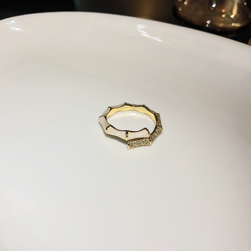 真金电镀竹节几何开口戒指东大门时尚百搭食指戒设计感手饰批发女