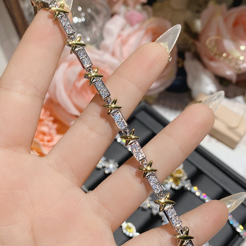 珠宝首饰山茶跨境新款超仙梦幻闪耀黄钻手链女 镀18K富丽堂皇宝石花朵手链