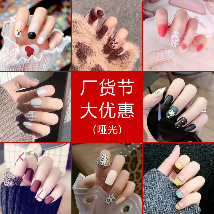 Fashion  nail Internet Celebrity Fake Nail Patch Wear Armor Finished Product Nail Tip Nail Stickers Disassembly Nail Patch Nail Stickers Matte