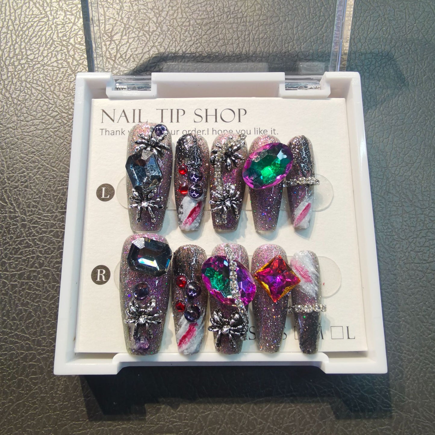 (Hand-Made Nail) [Dark Witch] Heavy Industry Halloween Spider Handmade Wear Nail Beauty Nail Piece Super Long Ladder Handmade Advanced