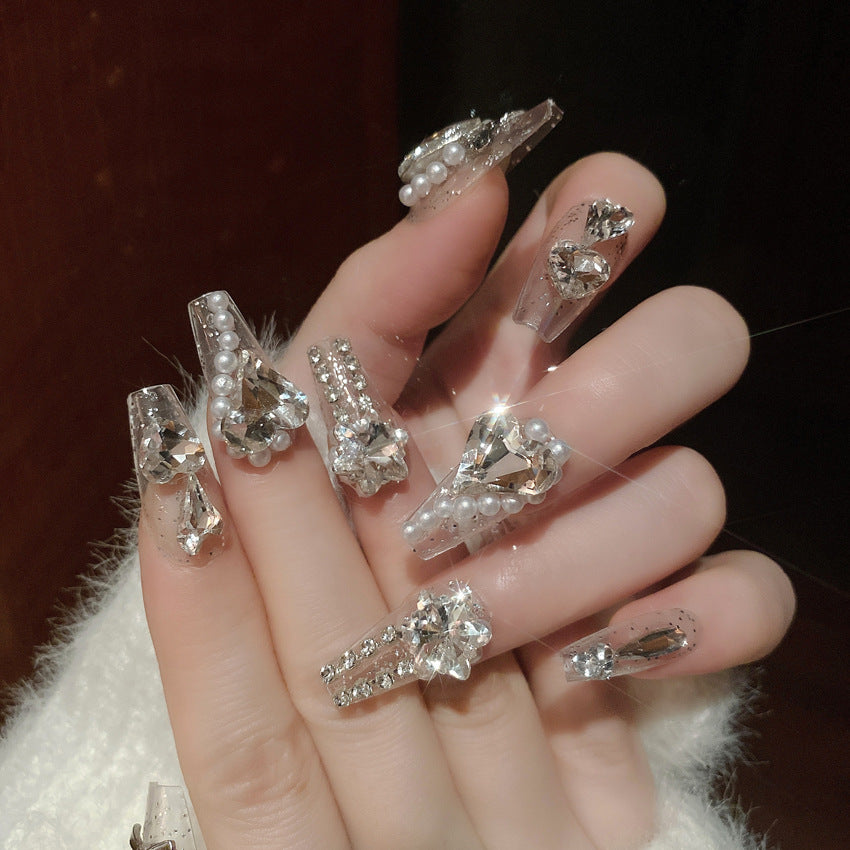 Fashion  nail Handmade Manicure Wear Nail Ins Advanced Pure Desire Wind Rhinestone Nail Patch Wear Nail Diamond Nail Stickers U9