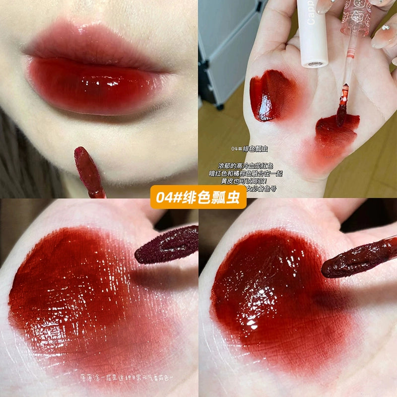 镜面水光玻璃口红唇釉女持久不易掉色口红平价学生番茄奶茶色泡泡唇釉