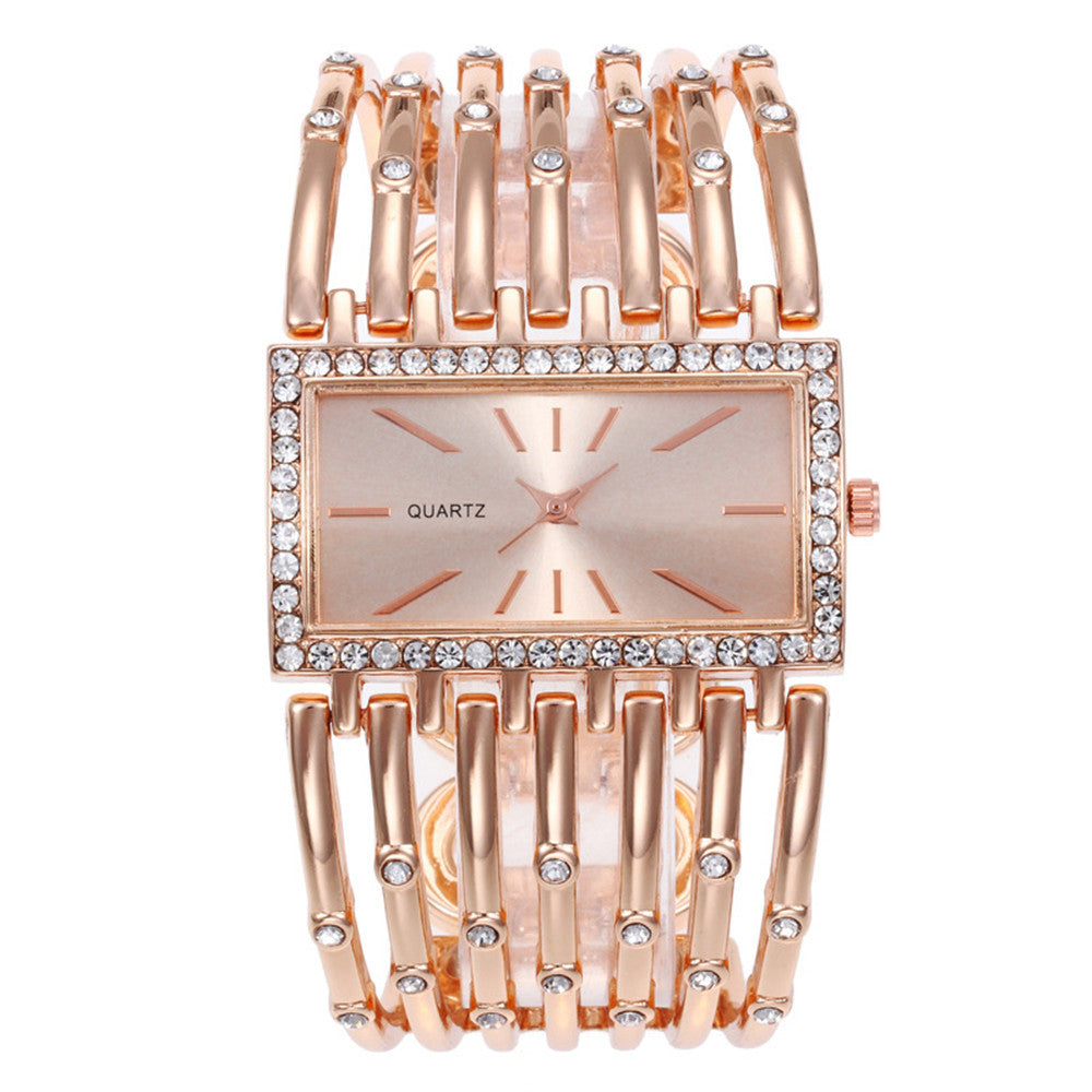 Women's fashion watch 热销速卖通外贸套装不锈钢女士手镯石英手表 休闲镂空女士腕表