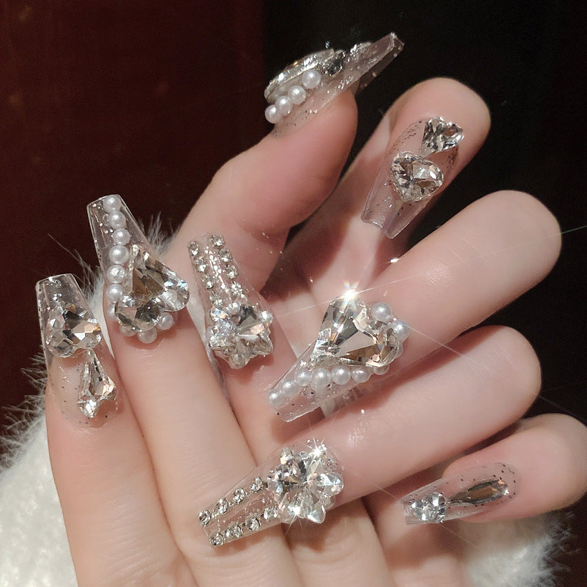 Fashion  nail Handmade Manicure Wear Nail Ins Advanced Pure Desire Wind Rhinestone Nail Patch Wear Nail Diamond Nail Stickers U9