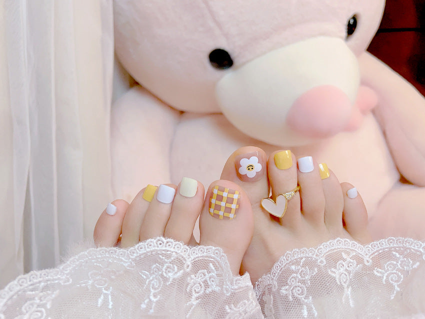 Fashion  nail New Fresh Manicure Wear Nail Ins Cute Flower Nail Patch Toenail Toenail Manicure J7