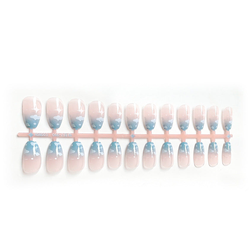 Fashion  nail Wear Armor Nail Stickers Nail Patch Fake Nails Removable White Clouds Nail Tip Nail Sticker X9