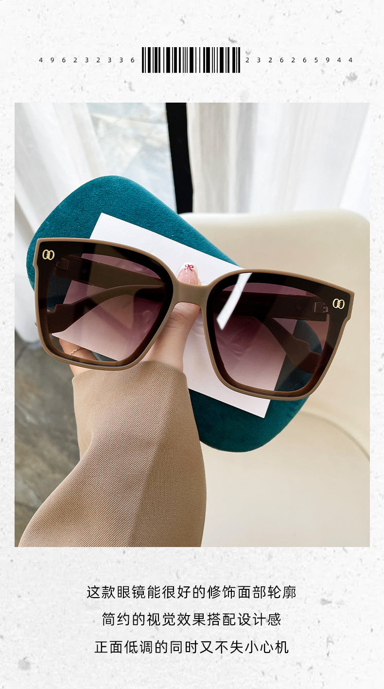 2024 New Light Luxury Small Fragrance Style Women's Large Frame Sunglasses Small Red Book Fashion Trend Travel Driving Street Photo Sunglasses