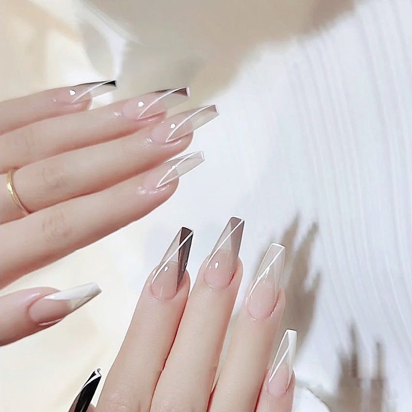 Fashion  nail Nail Stickers One Second Wearable Nail Sticker Wear Armor Nail Stickers Pure Desire Gradient Simple New Elegant