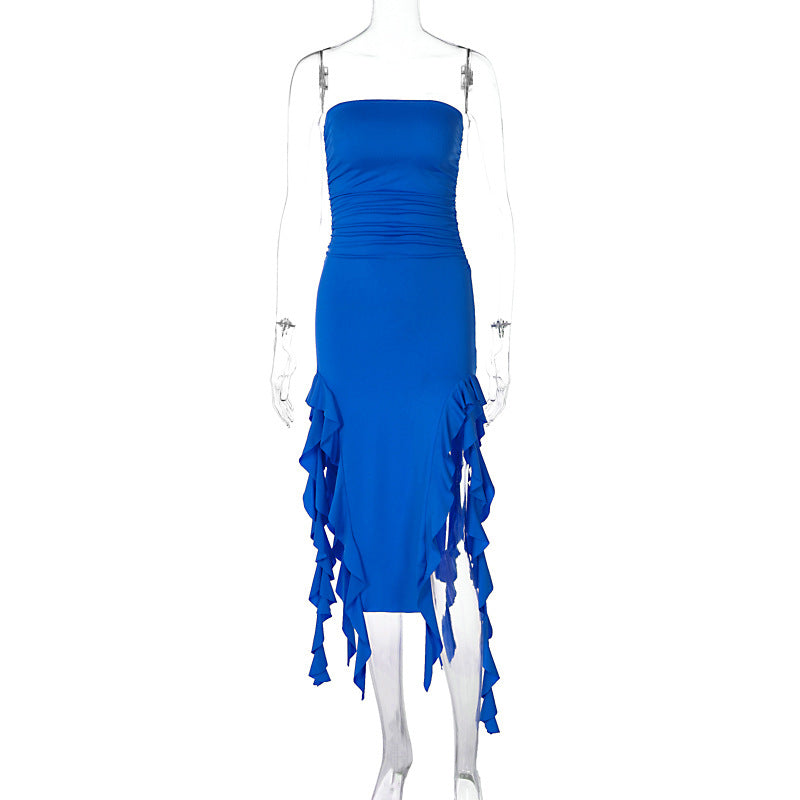 Free shipping   new fashion sexy personality chest wrapping irregular dress foreign trade wholesale tops
