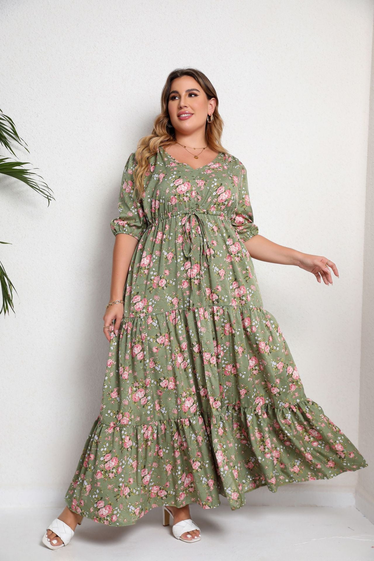 Fashion women's wear 2024 plus Size Women's Clothing Summer New Bohemian Print Loose Dress Sq0217