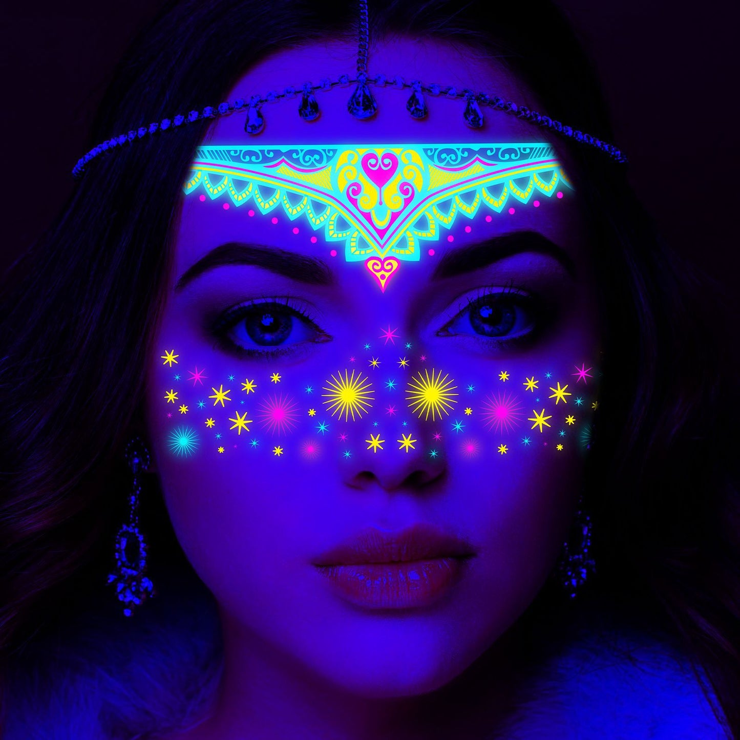 Free shipping Tattoo Hot Selling European and American New Nightclub Masquerade Neon Fluorescent Face Pasters Waterproof Music Festival Luminous Tattoo Stickers