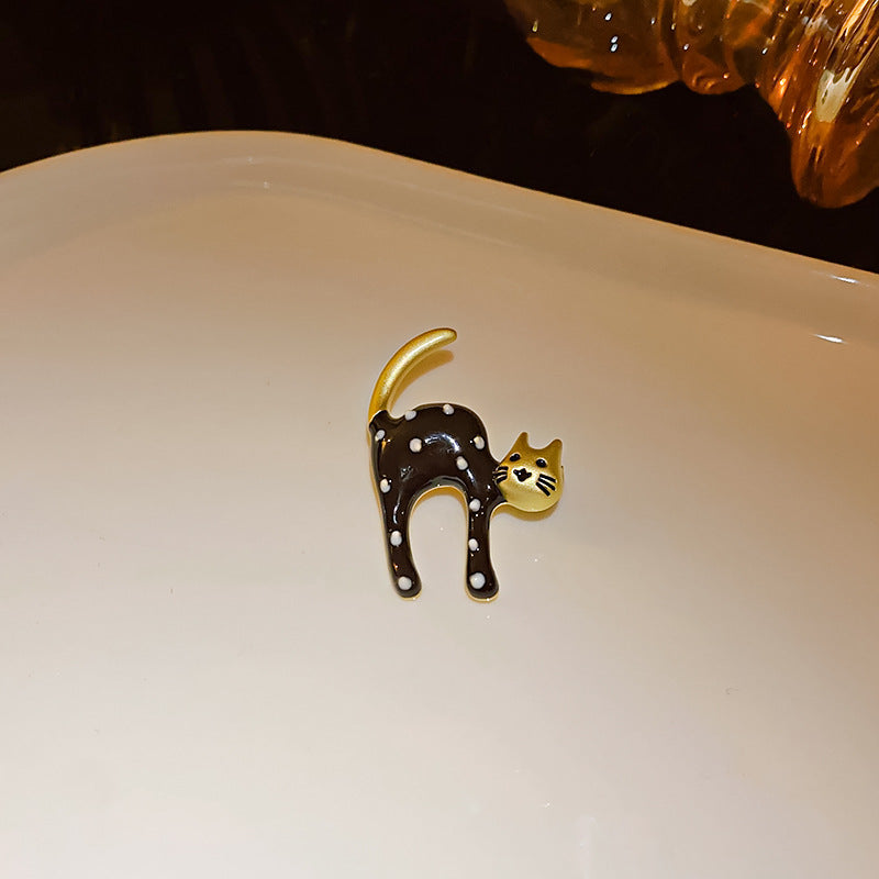 配饰胸针卡通猫咪滴油波点胸针个性甜酷风百搭胸花小众时尚学生饰品批发女
