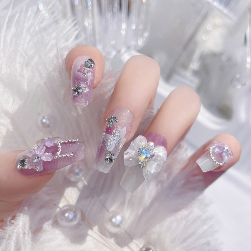 Fashion  nail New Nail Beauty Wear a High-Grade Pure Desire Wind Nail Patch Wear a Bow Nail Stickers Wholesale U7